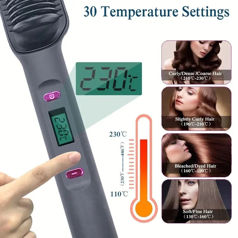 Electric Hair Straightening Brush Heating Hot Comb