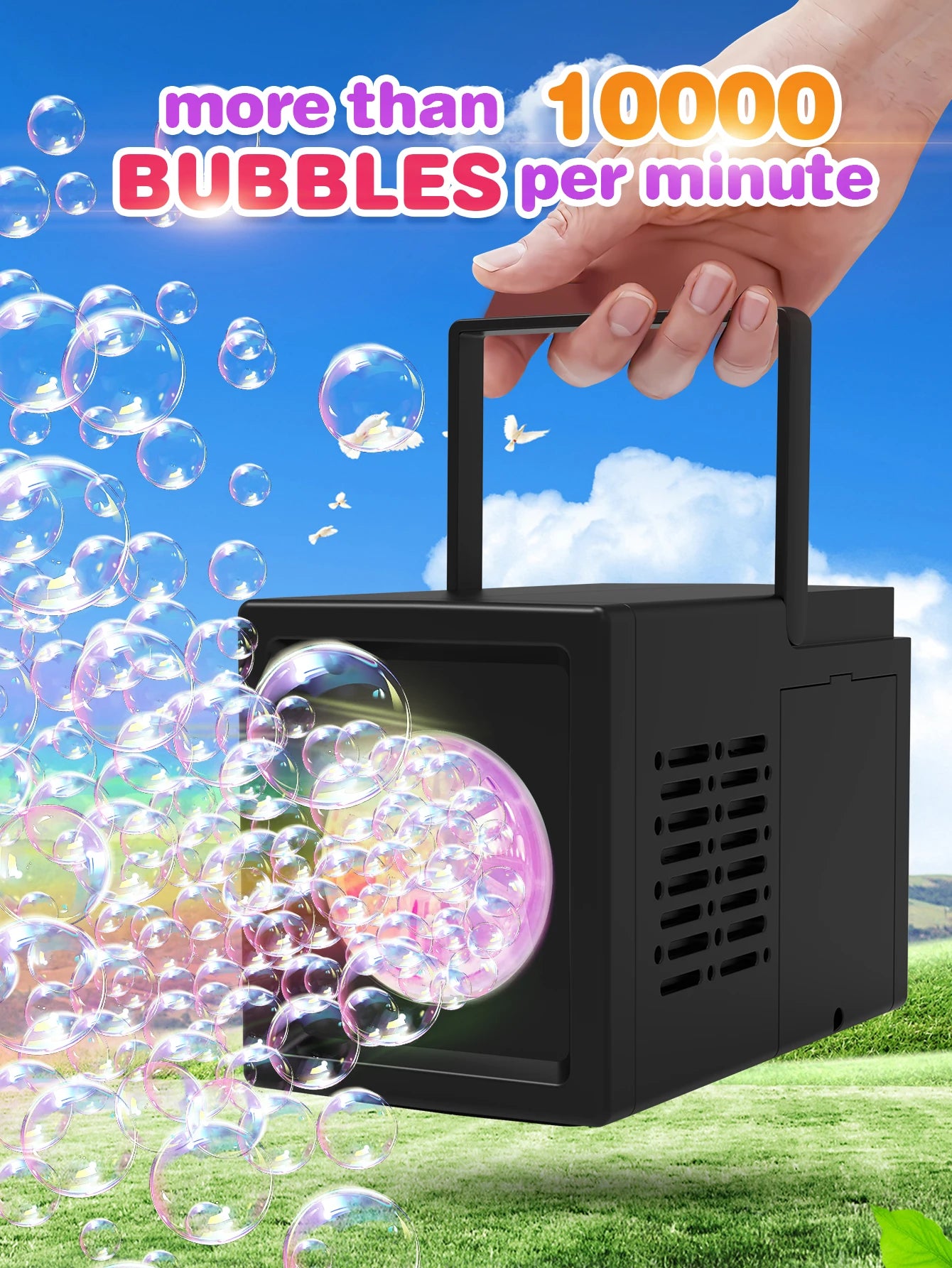Electric Bubble Blower Toy – 10-Hole Handheld Bubble Machine for Outdoor Fun