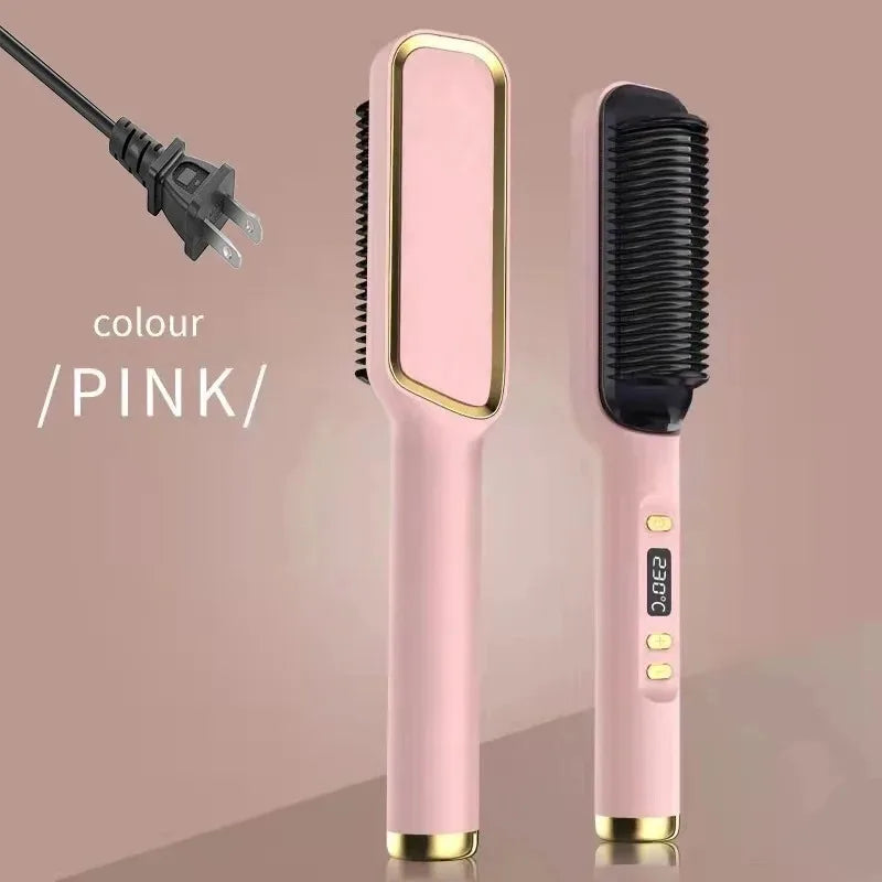 Electric Hair Straightening Brush Heating Hot Comb