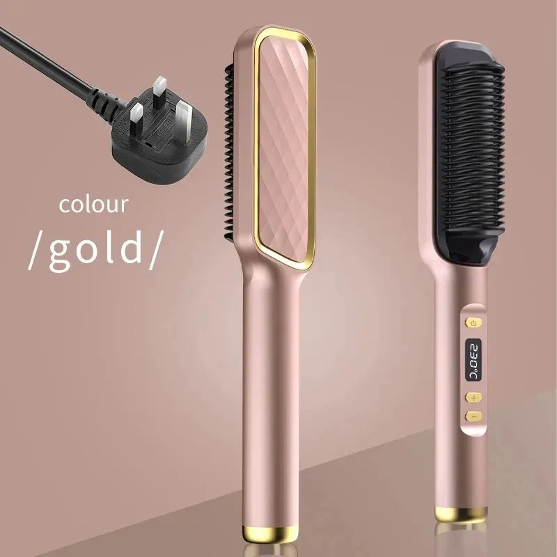 Electric Hair Straightening Brush Heating Hot Comb