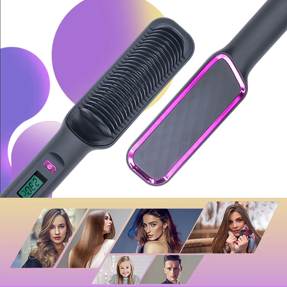 Electric Hair Straightening Brush Heating Hot Comb