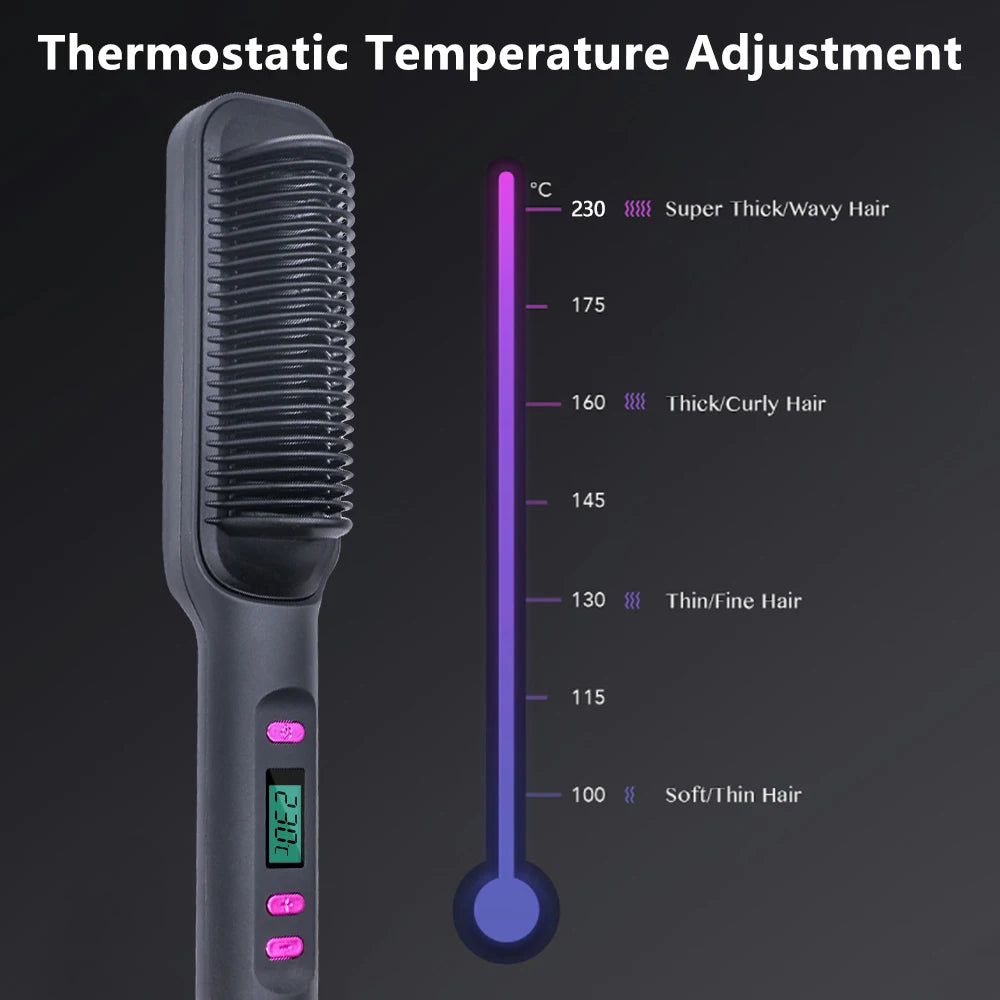 Electric Hair Straightening Brush Heating Hot Comb