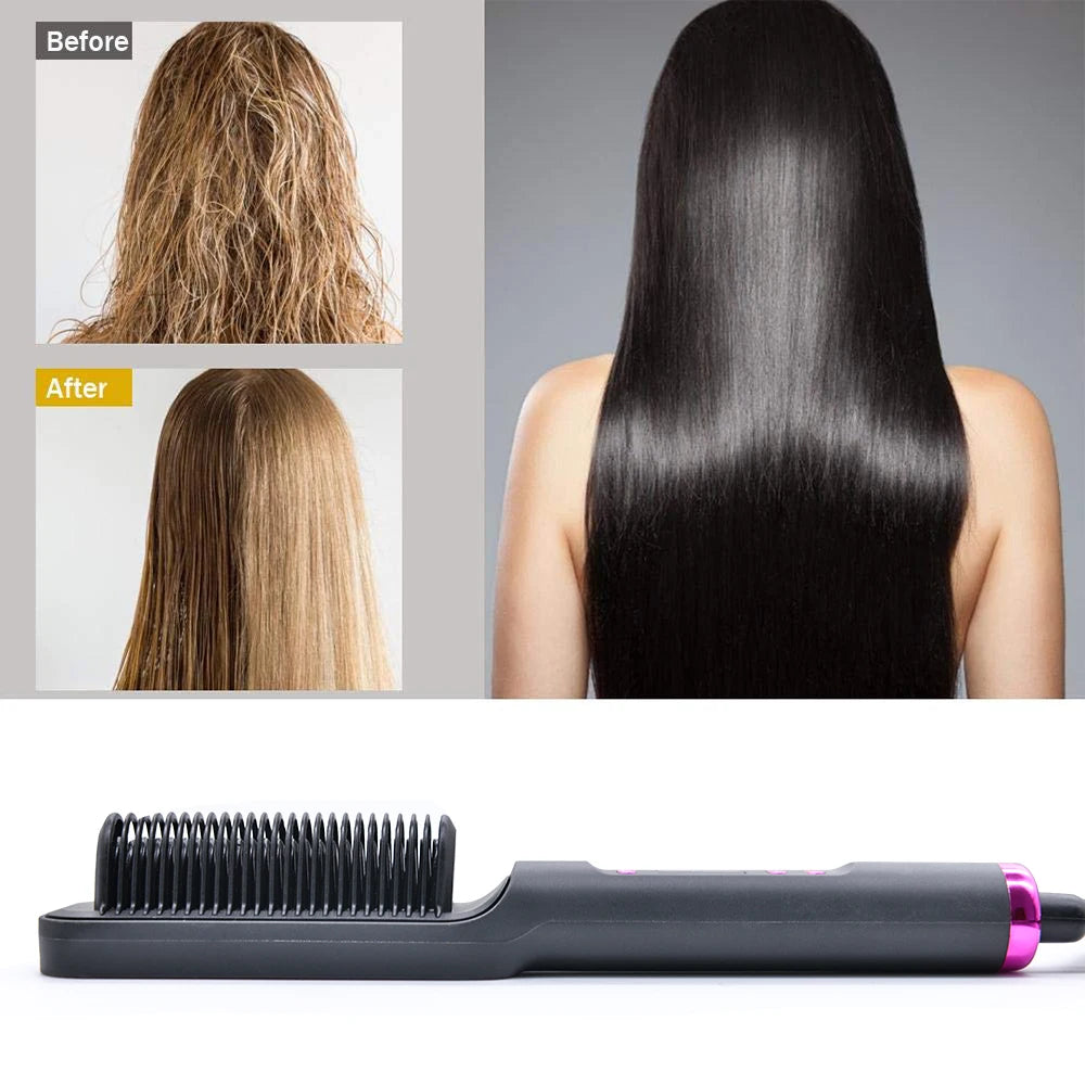 Electric Hair Straightening Brush Heating Hot Comb