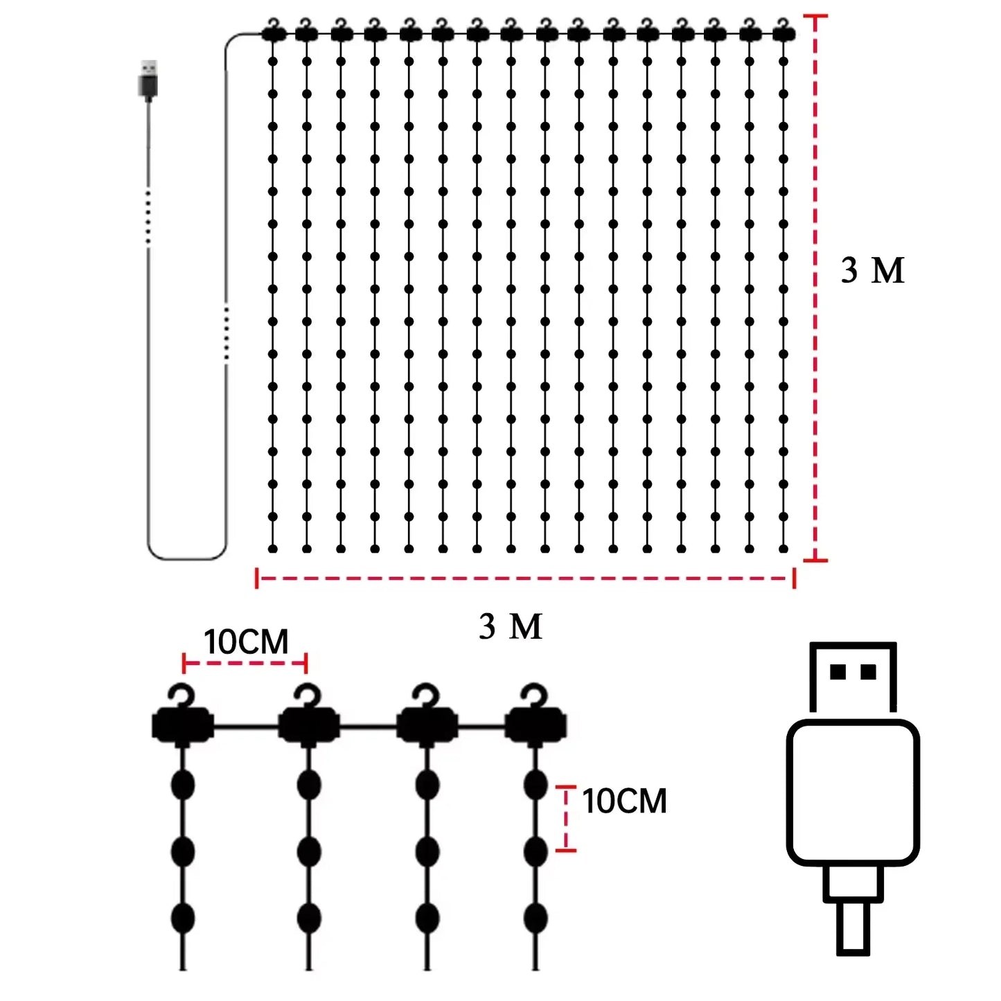Smart RGB Curtain String Lights