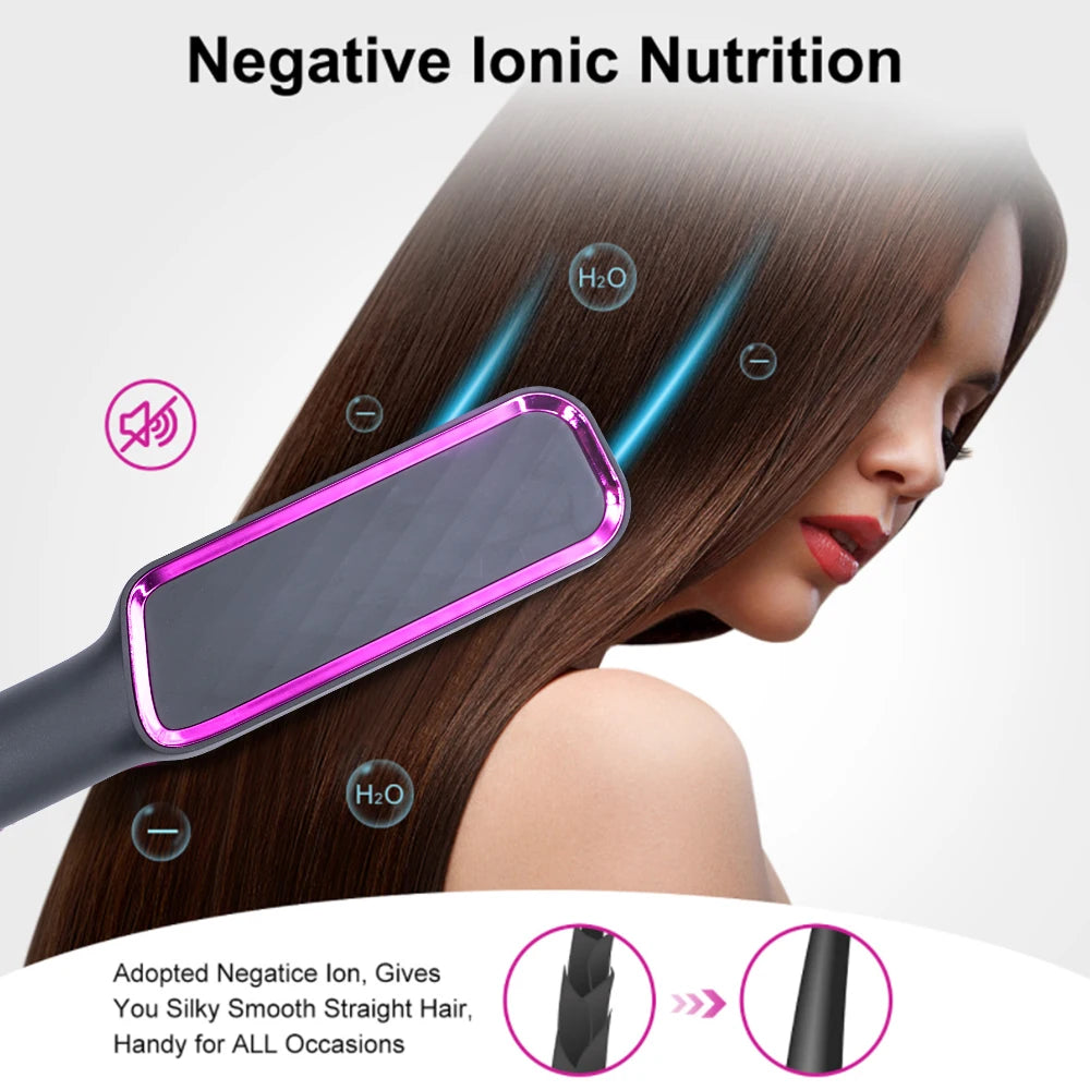 Electric Hair Straightening Brush Heating Hot Comb