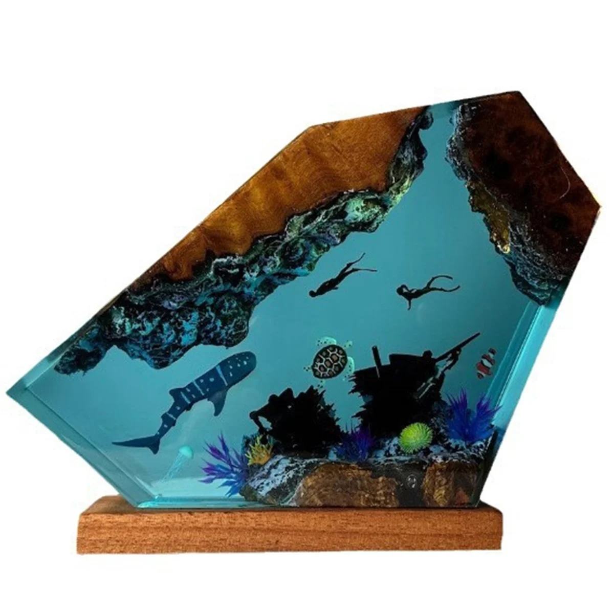 Undersea Resin Lamp Whale Turtle Human Diving Night Light