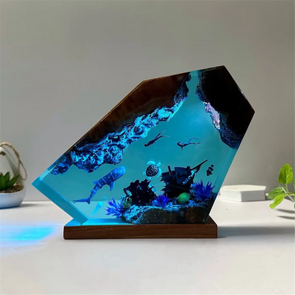 Undersea Resin Lamp Whale Turtle Human Diving Night Light