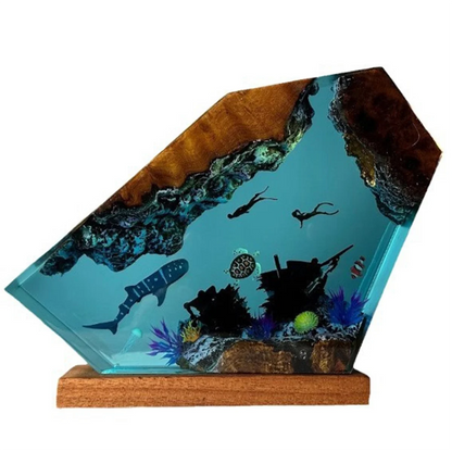 Undersea Resin Lamp Whale Turtle Human Diving Night Light