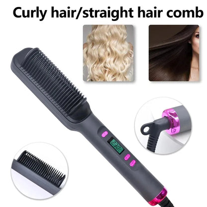 Electric Hair Straightening Brush Heating Hot Comb