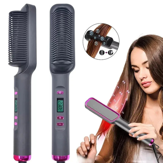 Electric Hair Straightening Brush Heating Hot Comb