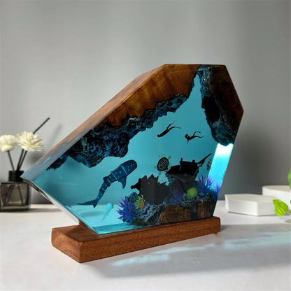 Undersea Resin Lamp Whale Turtle Human Diving Night Light