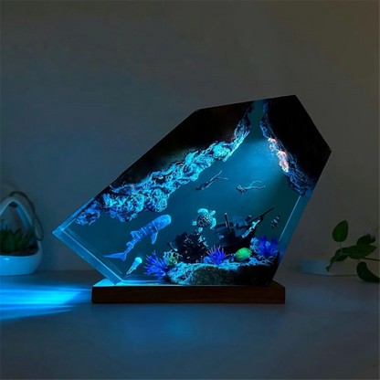 Undersea Resin Lamp Whale Turtle Human Diving Night Light