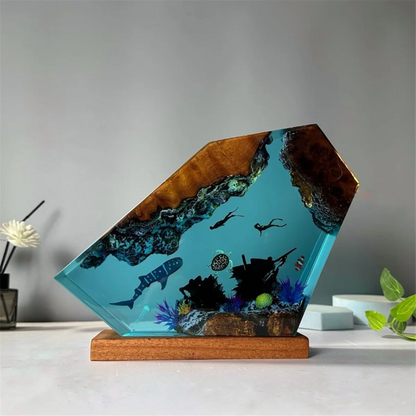 Undersea Resin Lamp Whale Turtle Human Diving Night Light
